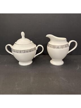 Gorham Grand Gallery Platinum Trim Sugar And Creamer